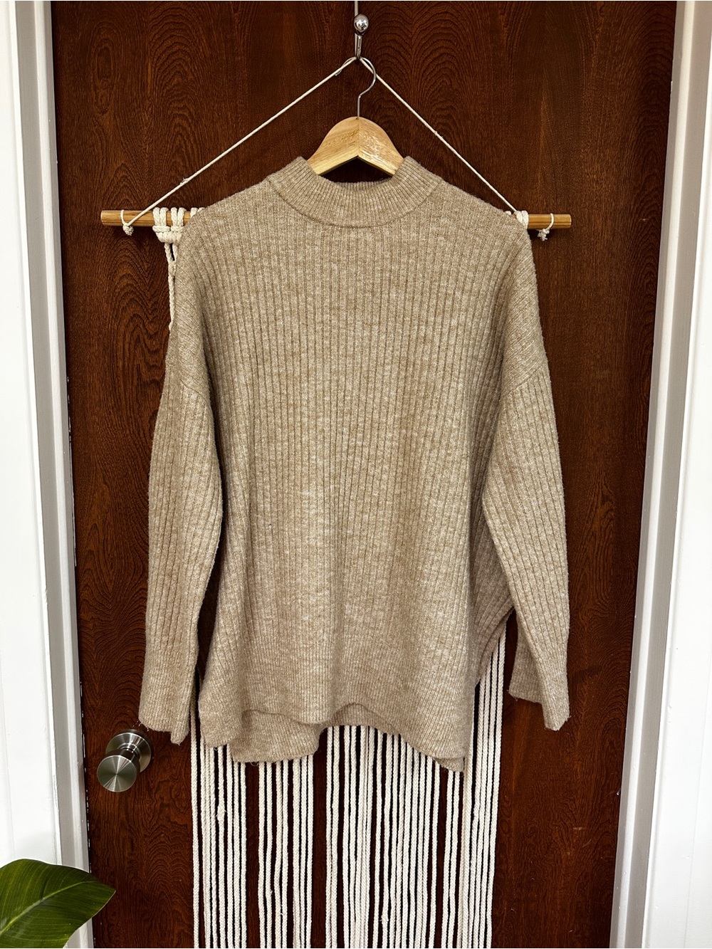 H&M Ribbed Knit Mock Neck Sweater
